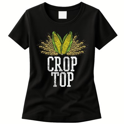Crop Top Farm Pun Corn Farming Agriculture Funny Farmer Womens T-Shirt