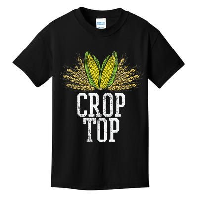 Crop Top Farm Pun Corn Farming Agriculture Funny Farmer Kids T-Shirt