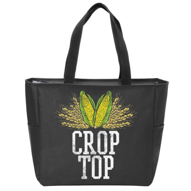Crop Top Farm Pun Corn Farming Agriculture Funny Farmer Zip Tote Bag