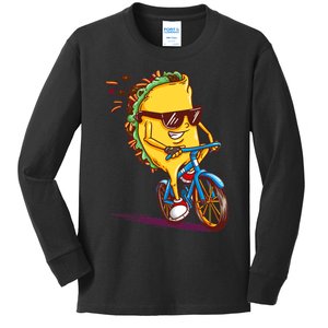 Cycling Tacos For Road Bike Bicycle Cyclist Gift Kids Long Sleeve Shirt