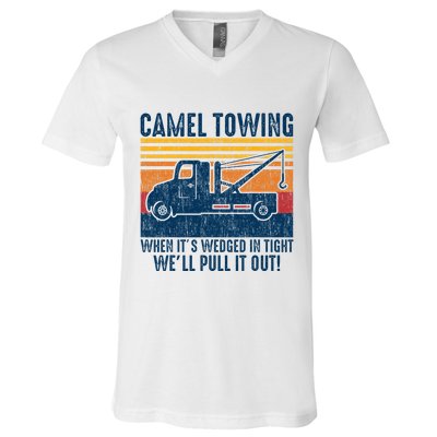 Camel Towing Funny Tow Truck V-Neck T-Shirt