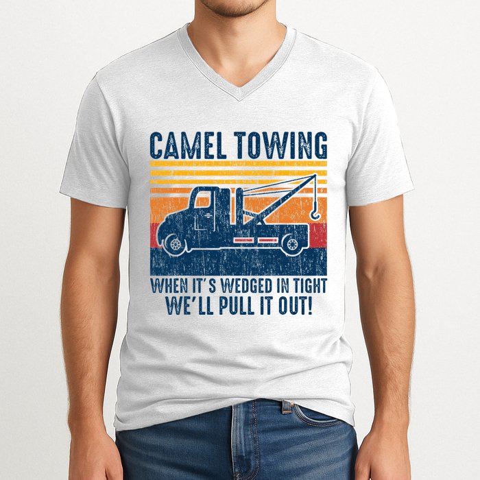 Camel Towing Funny Tow Truck V-Neck T-Shirt