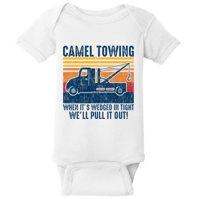 Camel Towing Funny Tow Truck Baby Bodysuit