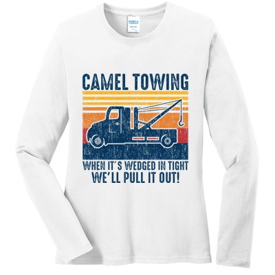 Camel Towing Funny Tow Truck Ladies Long Sleeve Shirt