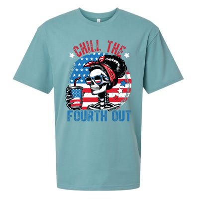 Chill The Fourth Out Funny Skeleton 4th Of July Patriotic Sueded Cloud Jersey T-Shirt