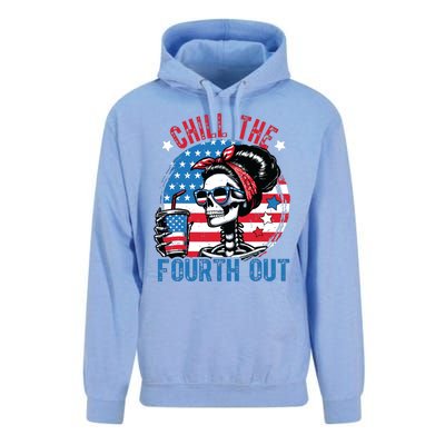 Chill The Fourth Out Funny Skeleton 4th Of July Patriotic Unisex Surf Hoodie