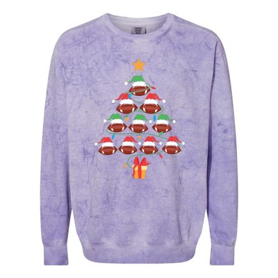 Christmas Tree Football Ornament Lights Funny Xmas Holiday Colorblast Crewneck Sweatshirt