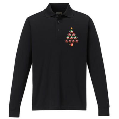 Christmas Tree Football Ornament Lights Funny Xmas Holiday Performance Long Sleeve Polo