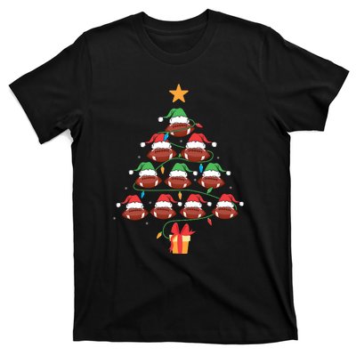 Christmas Tree Football Ornament Lights Funny Xmas Holiday T-Shirt