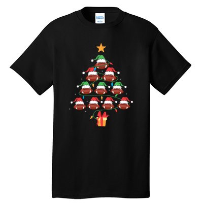 Christmas Tree Football Ornament Lights Funny Xmas Holiday Tall T-Shirt