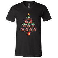 Christmas Tree Football Ornament Lights Funny Xmas Holiday V-Neck T-Shirt