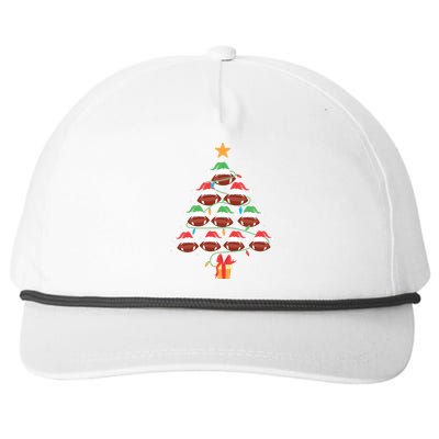 Christmas Tree Football Ornament Lights Funny Xmas Holiday Snapback Five-Panel Rope Hat