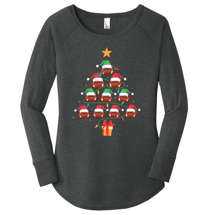 Christmas Tree Football Ornament Lights Funny Xmas Holiday Women's Perfect Tri Tunic Long Sleeve Shirt