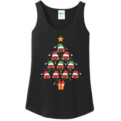 Christmas Tree Football Ornament Lights Funny Xmas Holiday Ladies Essential Tank