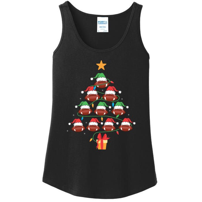 Christmas Tree Football Ornament Lights Funny Xmas Holiday Ladies Essential Tank