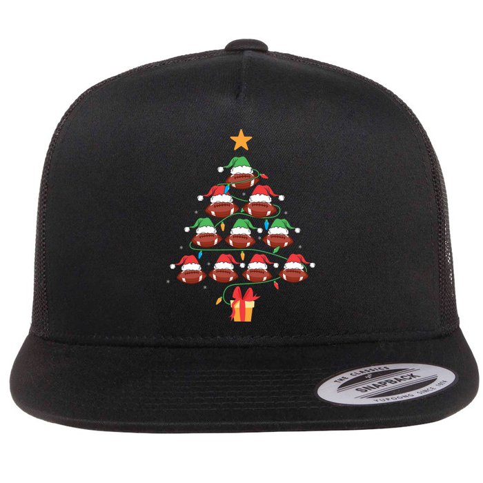 Christmas Tree Football Ornament Lights Funny Xmas Holiday Flat Bill Trucker Hat