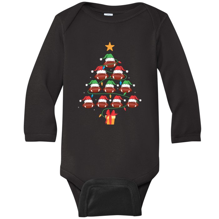 Christmas Tree Football Ornament Lights Funny Xmas Holiday Baby Long Sleeve Bodysuit