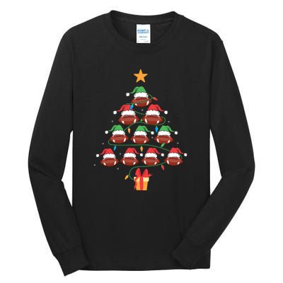 Christmas Tree Football Ornament Lights Funny Xmas Holiday Tall Long Sleeve T-Shirt