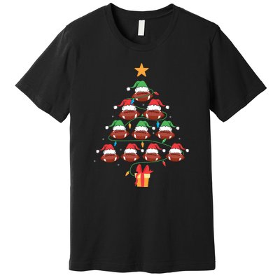 Christmas Tree Football Ornament Lights Funny Xmas Holiday Premium T-Shirt