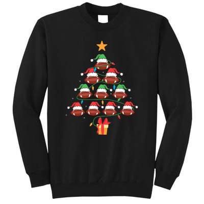 Christmas Tree Football Ornament Lights Funny Xmas Holiday Tall Sweatshirt