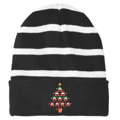 Christmas Tree Football Ornament Lights Funny Xmas Holiday Striped Beanie with Solid Band