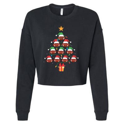 Christmas Tree Football Ornament Lights Funny Xmas Holiday Cropped Pullover Crew