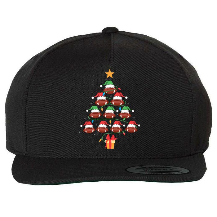 Christmas Tree Football Ornament Lights Funny Xmas Holiday Wool Snapback Cap