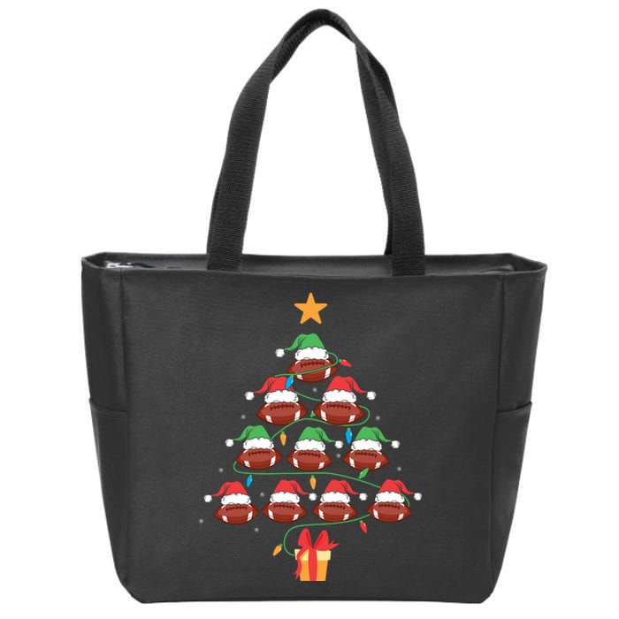 Christmas Tree Football Ornament Lights Funny Xmas Holiday Zip Tote Bag