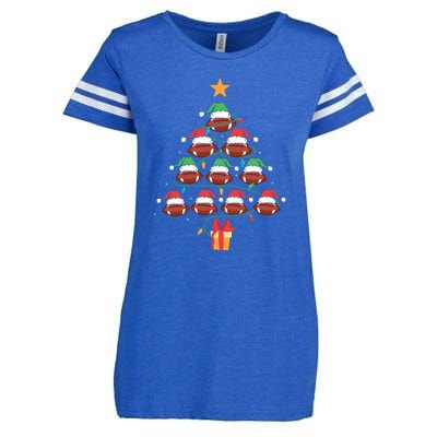 Christmas Tree Football Ornament Lights Funny Xmas Holiday Enza Ladies Jersey Football T-Shirt