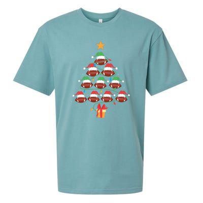 Christmas Tree Football Ornament Lights Funny Xmas Holiday Sueded Cloud Jersey T-Shirt