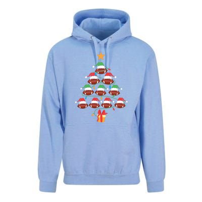 Christmas Tree Football Ornament Lights Funny Xmas Holiday Unisex Surf Hoodie