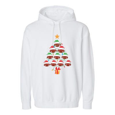 Christmas Tree Football Ornament Lights Funny Xmas Holiday Garment-Dyed Fleece Hoodie