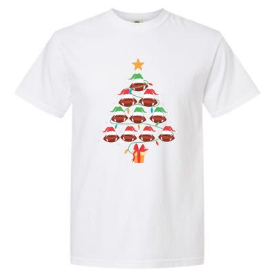 Christmas Tree Football Ornament Lights Funny Xmas Holiday Garment-Dyed Heavyweight T-Shirt