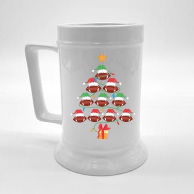 Christmas Tree Football Ornament Lights Funny Xmas Holiday Beer Stein