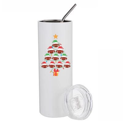 Christmas Tree Football Ornament Lights Funny Xmas Holiday Stainless Steel Tumbler