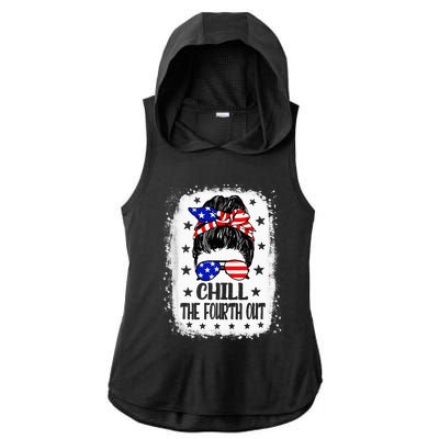 Chill The Fourth Out Funny Patriotic 4th Of July Ladies PosiCharge Tri-Blend Wicking Draft Hoodie Tank