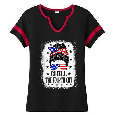 Chill The Fourth Out Funny Patriotic 4th Of July Ladies Halftime Notch Neck Tee