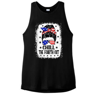 Chill The Fourth Out Funny Patriotic 4th Of July Ladies PosiCharge Tri-Blend Wicking Tank