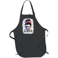 Chill The Fourth Out Funny Patriotic 4th Of July Full-Length Apron With Pockets