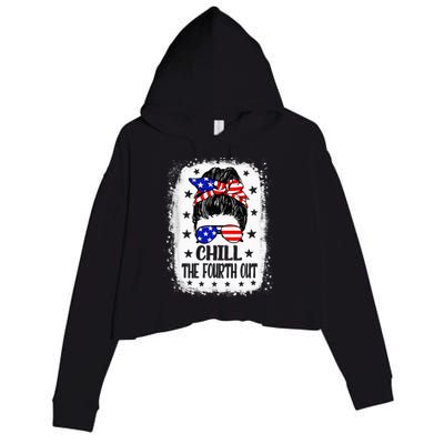 Chill The Fourth Out Funny Patriotic 4th Of July Crop Fleece Hoodie