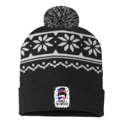 Chill The Fourth Out Funny Patriotic 4th Of July USA-Made Snowflake Beanie