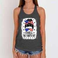 Chill The Fourth Out Funny Patriotic 4th Of July Women's Knotted Racerback Tank