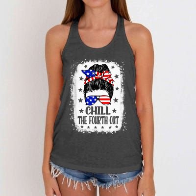 Chill The Fourth Out Funny Patriotic 4th Of July Women's Knotted Racerback Tank