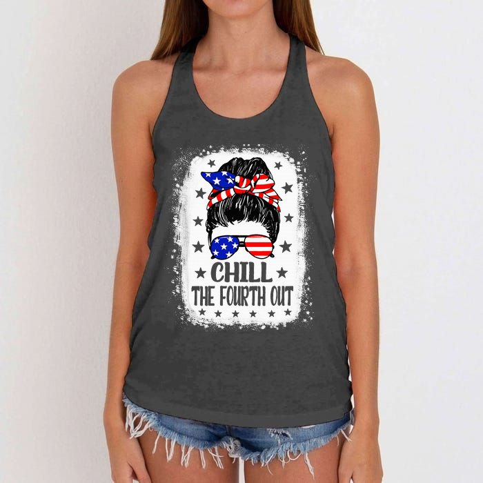 Chill The Fourth Out Funny Patriotic 4th Of July Women's Knotted Racerback Tank