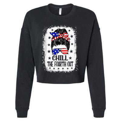 Chill The Fourth Out Funny Patriotic 4th Of July Cropped Pullover Crew