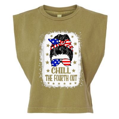 Chill The Fourth Out Funny Patriotic 4th Of July Garment-Dyed Women's Muscle Tee