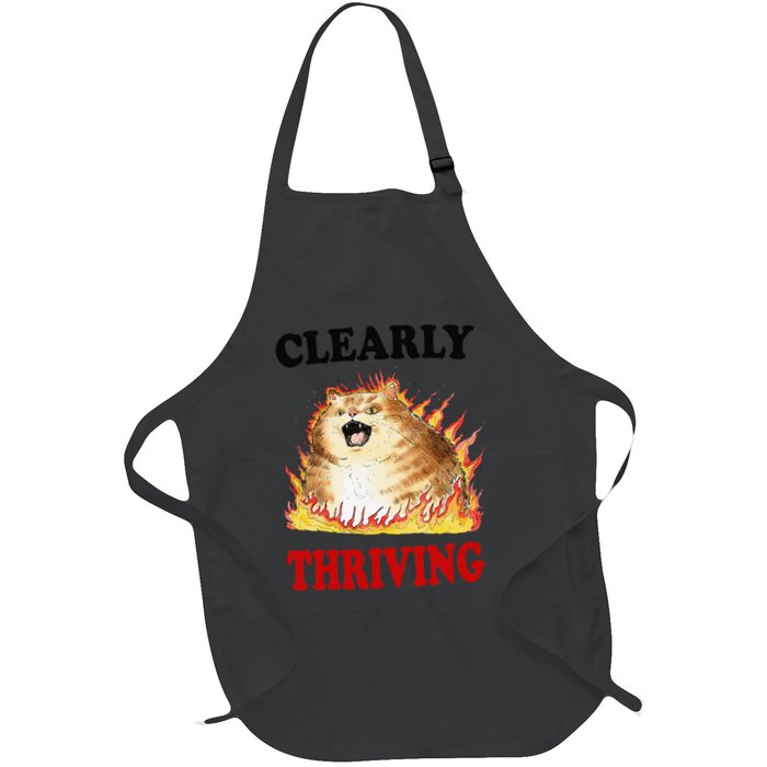 Clearly Thriving Funny Fire Cat Meme Cat Lover Cat Mom Apron