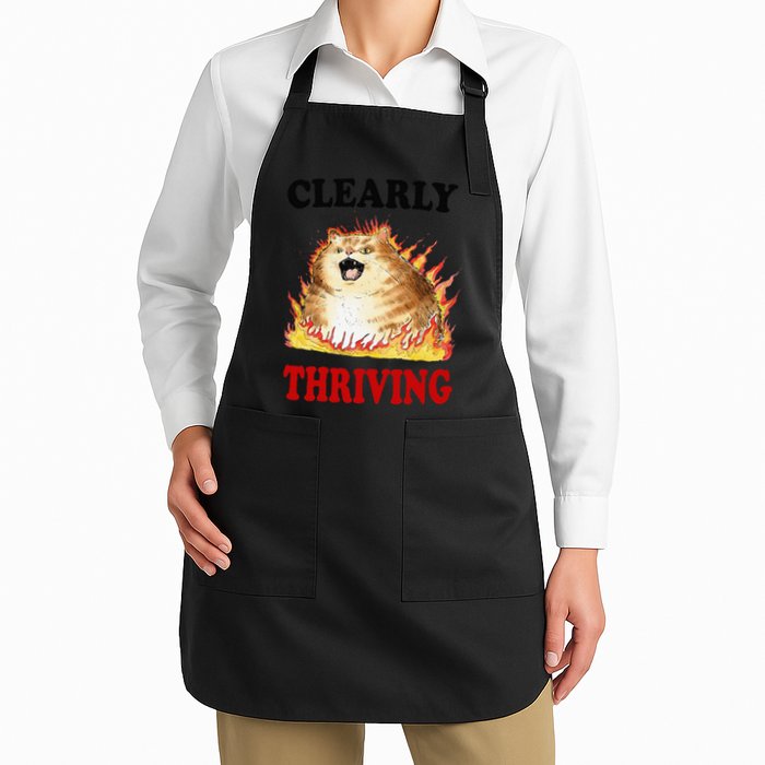 Clearly Thriving Funny Fire Cat Meme Cat Lover Cat Mom Apron