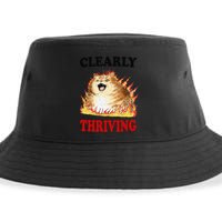 Clearly Thriving Funny Fire Cat Meme Cat Lover Cat Mom Sustainable Bucket Hat