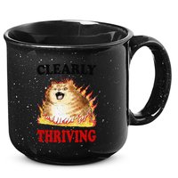 Clearly Thriving Funny Fire Cat Meme Cat Lover Cat Mom 15oz Campfire Ceramic Mug